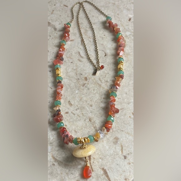 Minu Natural Stone & Pendant, Gold Tone, Necklace - Picture 5 of 7